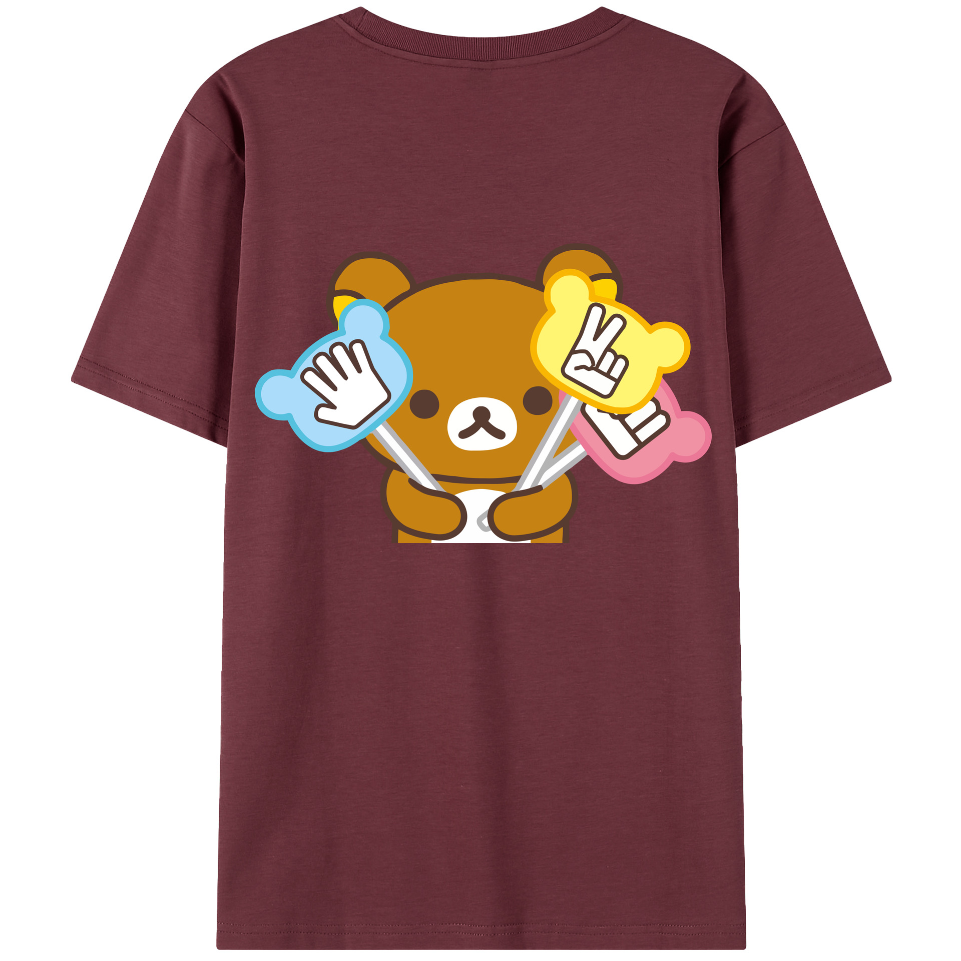 （画像用） リラックマ リラックマ キイロイトリ Rilakkuma Korilakkuma Kiiroitori 綿100％半袖Tシャツ（背面プリント）